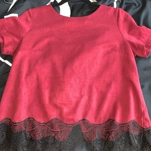 Burgundy velvet blouse